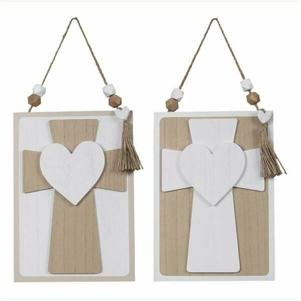 Youngs Wood Faith Wall Cross with Raised Heart, 2 Assorted Color - MDF 12362